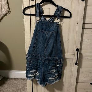 Denim short overalls